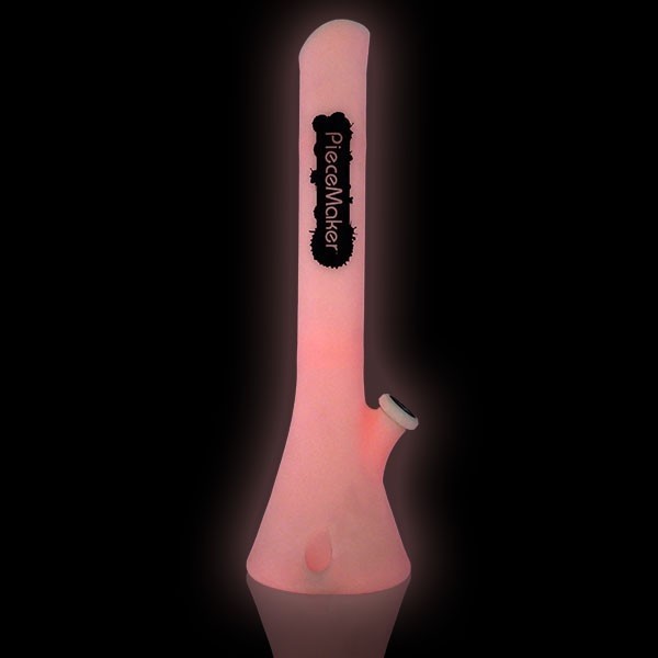 Bong de Silicone Kahuna rosa que brilha no escuro