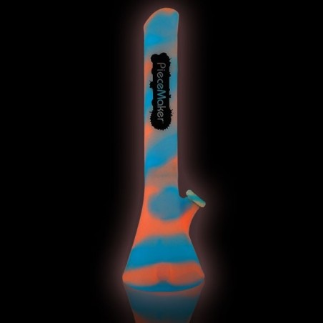 Bong de silicone Kahuna azul e rosa que brilha no escuro