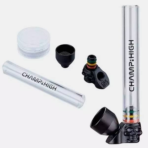 Tubo de cristal + moedor Champ High - GB A marca verde