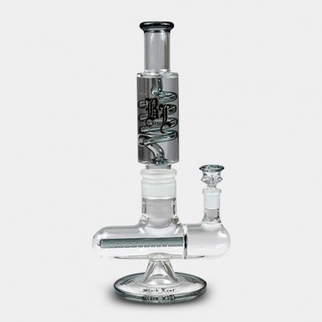 Bong de gel refrigerador com espiral + Inline Slit Black Leaf cinzento
