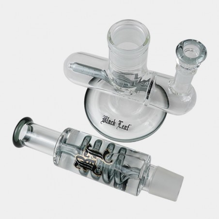 Bong de gel refrigerador com espiral + Inline Slit Black Leaf, peças cinzentas