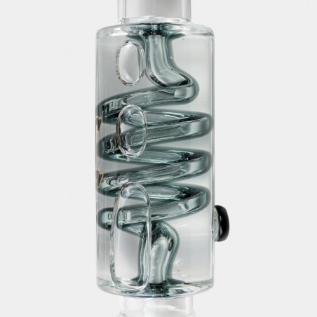 Bong de gel refrigerador com espiral + Inline Slit Black Leaf refrigerador