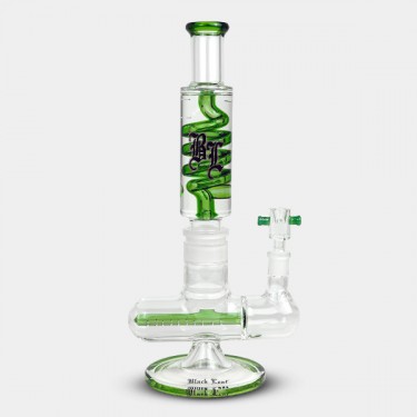Bong de gel refrigerador com espiral + Inline Slit Black Leaf
