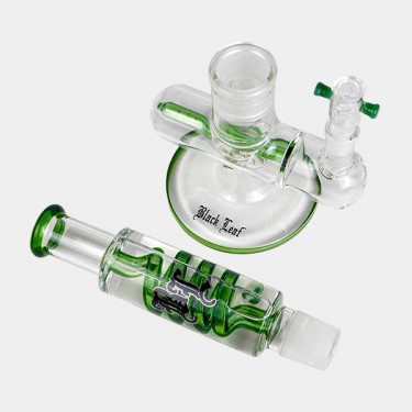 Bong de gel refrigerador com espiral + Inline Slit Black Leaf partes