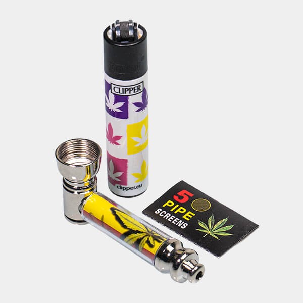 Set Pipe De Metal Com Filtros E Isqueiro
