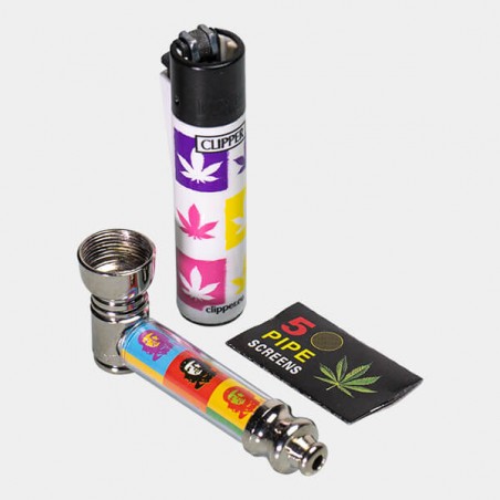 Set Pipe De Metal Com Filtros E Isqueiro - GB The Green Brand