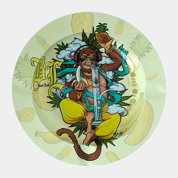 Cinzeiro de metal com tema de maconha Hanuman