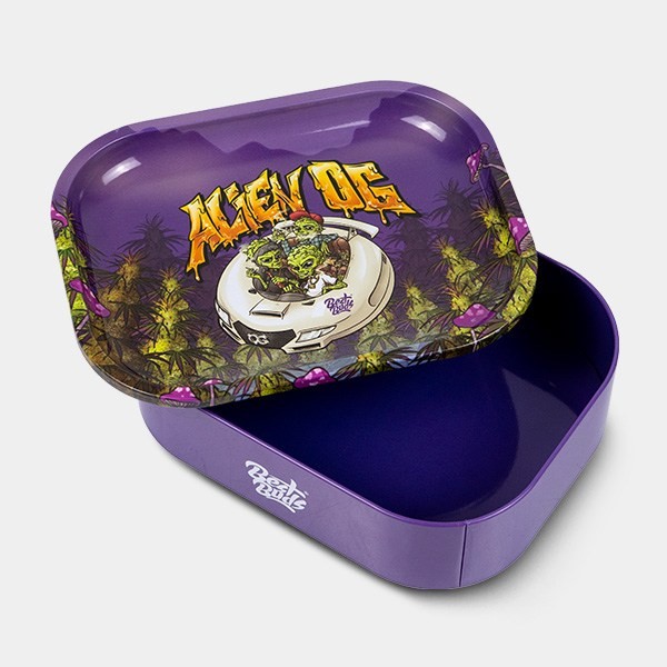 View Caixa de Metal com Bandeja para Enrolar 'Alien OG' - GB The Green Brand