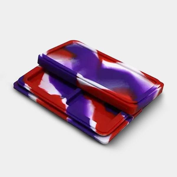 Estojos de silicone 2 seções azul, vermelho e branco
