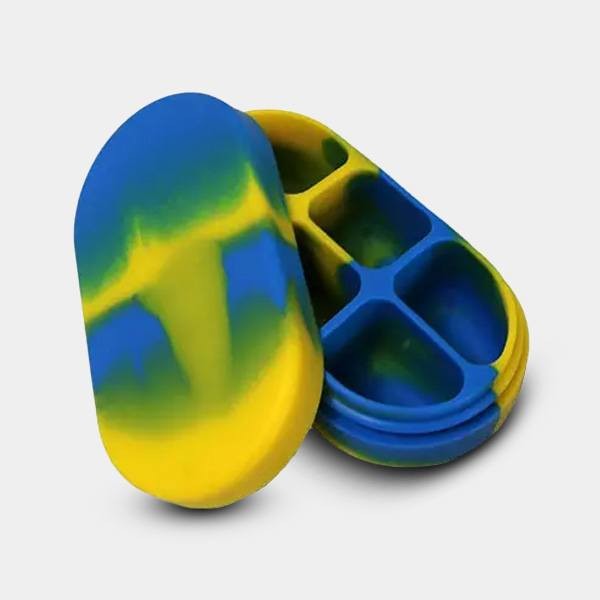 Estojos de silicone de 6 seções amarelo, azul e verde