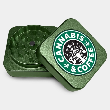Grinder de alumínio quadrado Cannabis Coffee aberto