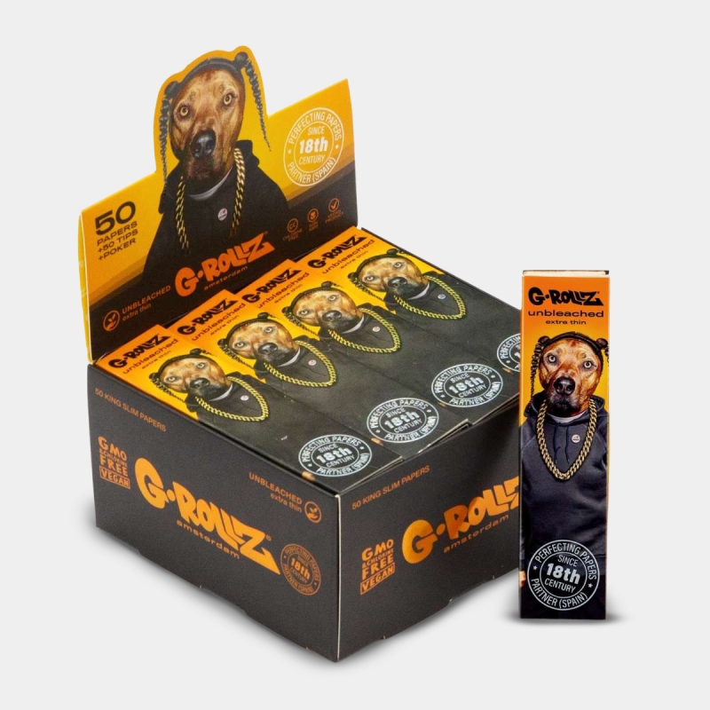 View Papel de enrolar G-Rollz King Size Slim Não Branqueado + filtros 'rap' | GB