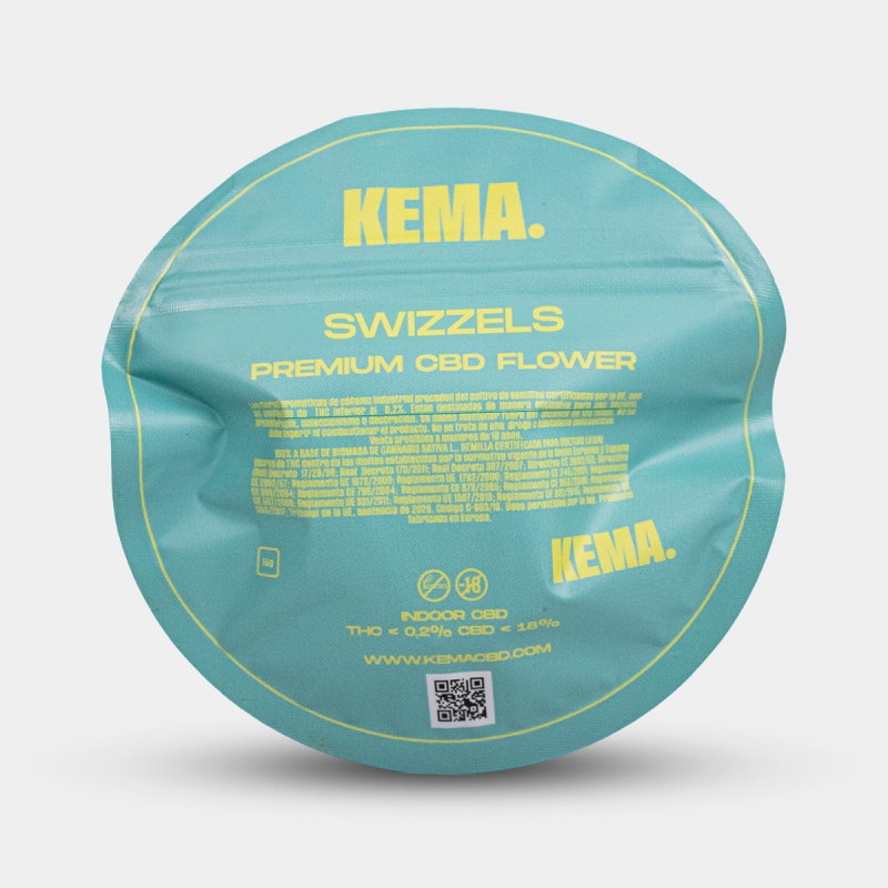 Flores Swizzels Cali CBD 15 g KEMA embalagem parte traseira