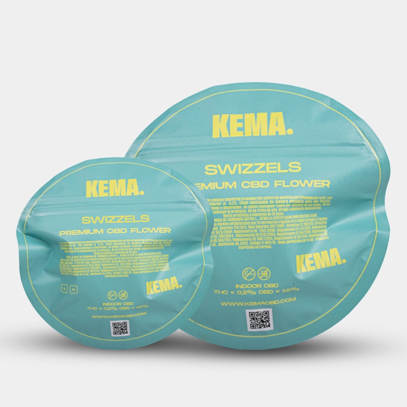 Flores Swizzels Cali CBD KEMA embalagem traseira todos os formatos