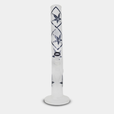 Vista frontal do Bong de Vidro Fosco Folhas Azuis 42 cm