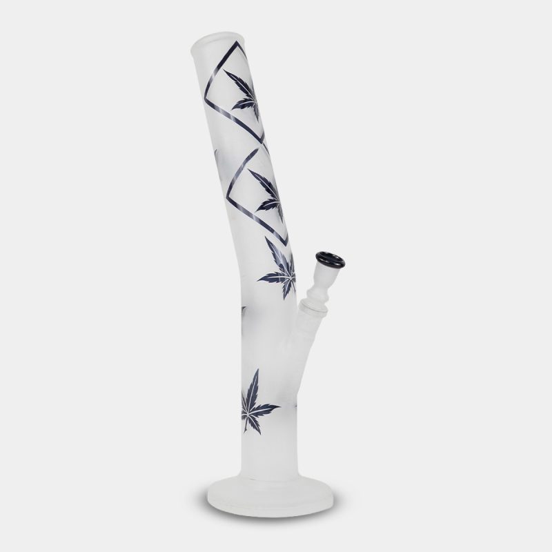 Bong de Vidro Acetinado Folhas Azuis 42 cm