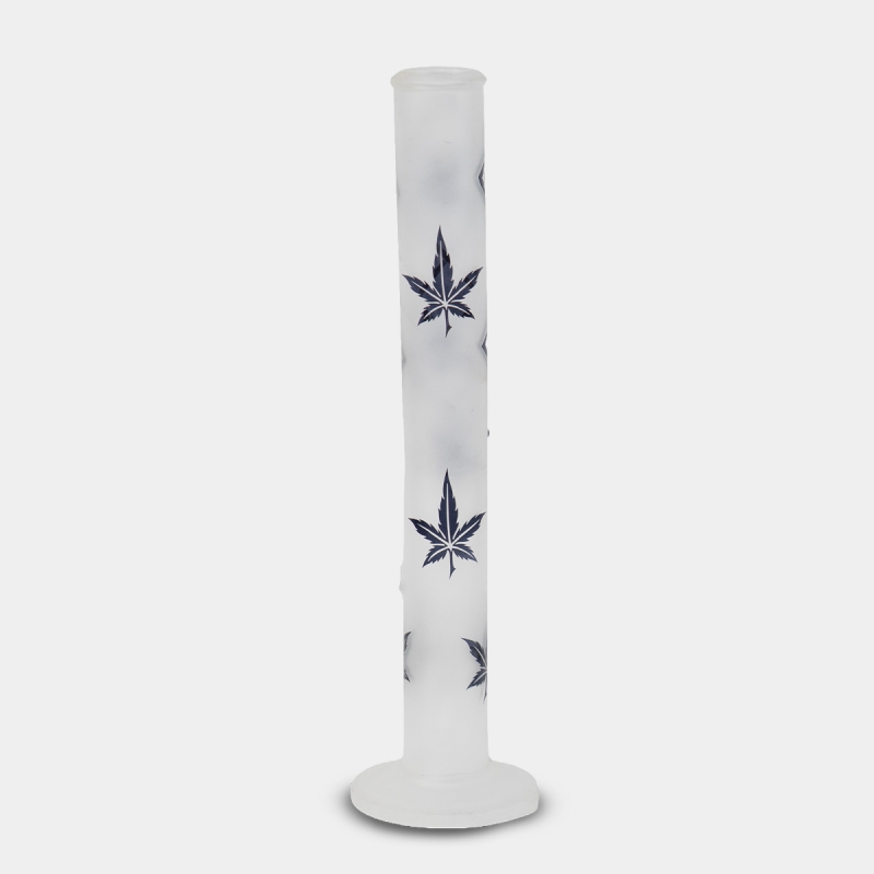 Vista traseira do Bong de Vidro Fosco Folhas Azuis 42 cm