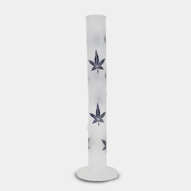 Vista traseira do Bong de Vidro Fosco Folhas Azuis 42 cm