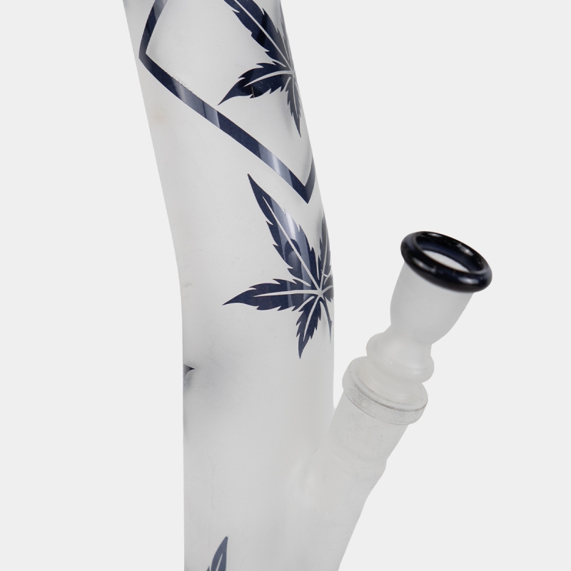 Bong de Vidro Fosco com Folhas Azuis 42 cm